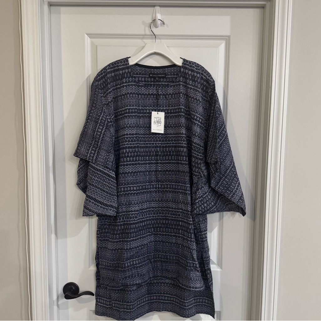 Carla Fernandez Tunic Shawl Poncho Tunica Rebozo Pullover Cover Up Blue Indigo — image 5 of 8